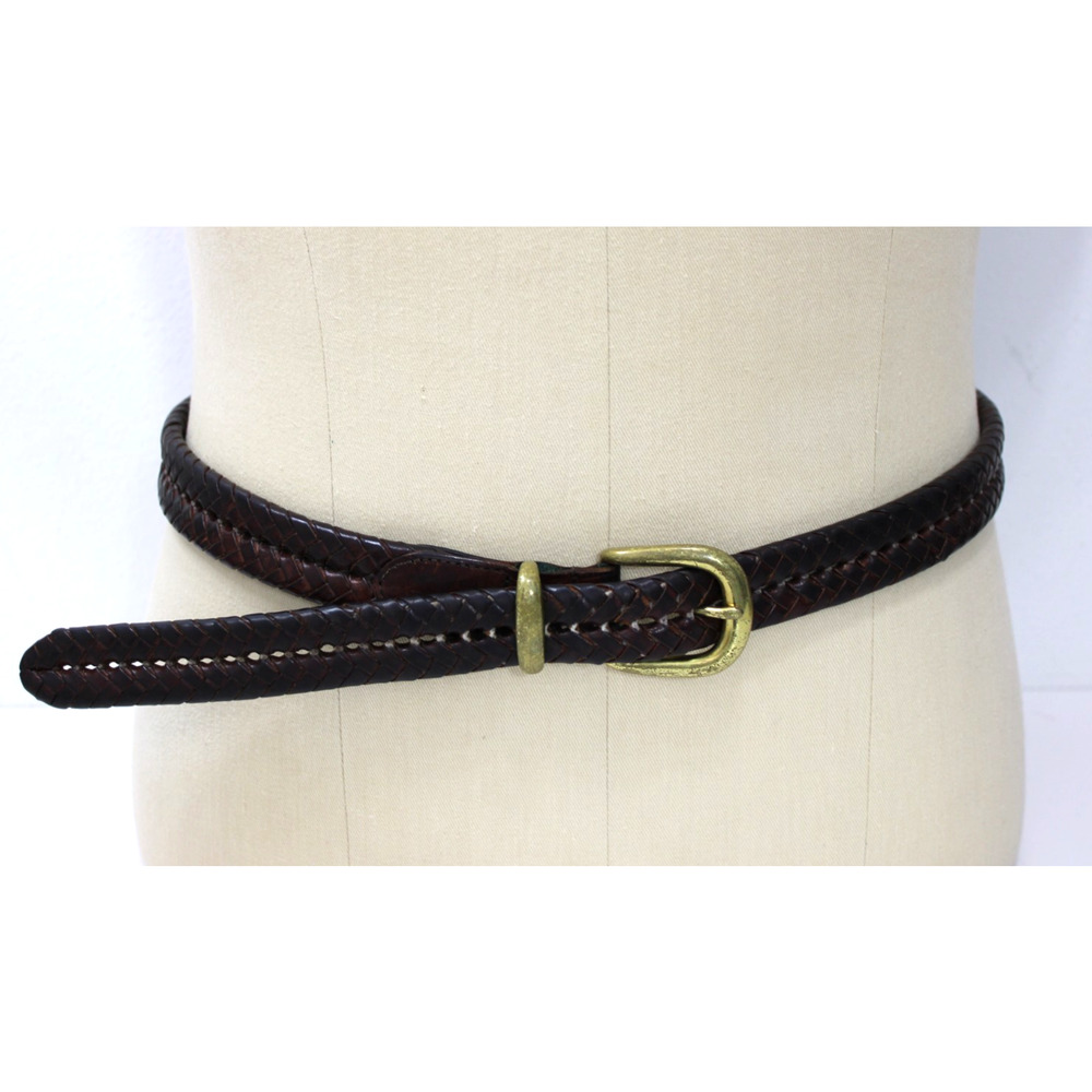 VTG Coach #5922 Men's Brown Braided Leather Belt Size 38 / 95 Solid Brass Buckle